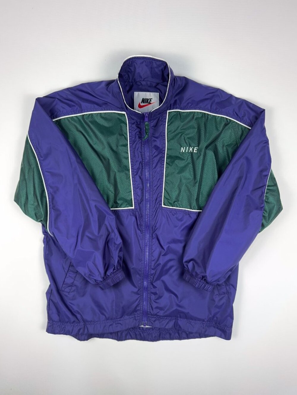 Vintage 90s Nike Colorblock Windbreaker Jacket Small Purple Green Full Zip
